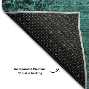 HomeRoots 5' X 8' Stylish Teal and Gray Abstract Area Rug – Washable, Stain-Resistant, UV Protected for Homes 648834