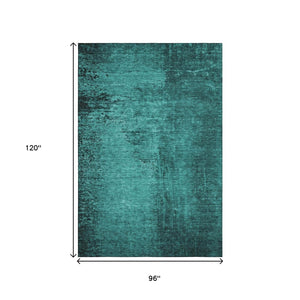 HomeRoots 8' X 10' Teal And Gray Abstract Area Rug - Stain Resistant, UV Protected, Perfect for Pets & Kids 648836