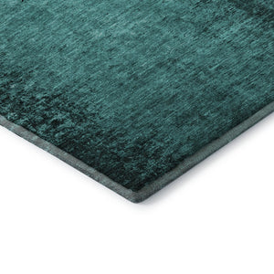 HomeRoots 9' X 12' Teal & Gray Abstract Area Rug - Washable, UV Resistant, Durable for Homes with Kids & Pets 648837