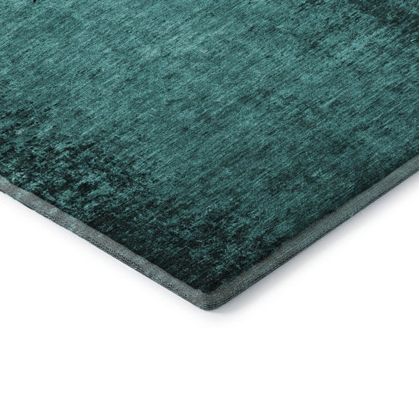 HomeRoots 9' X 12' Teal & Gray Abstract Area Rug - Washable, UV Resistant, Durable for Homes with Kids & Pets 648837