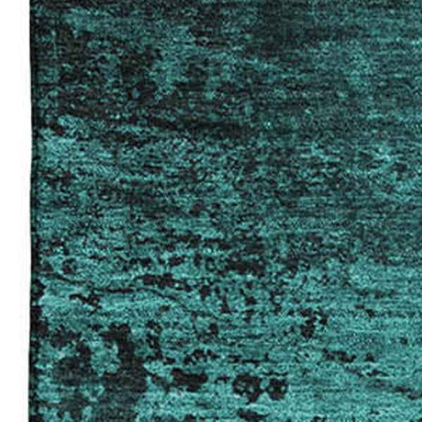 HomeRoots 10' X 14' Teal And Gray Abstract Area Rug - Washable, UV-Protected, Stylish for Living Spaces 648838