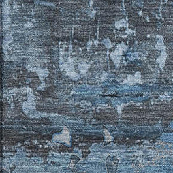 HomeRoots 10' Denim Blue and Gray Abstract Washable Area Rug - Durable, UV Protected, Modern Design for Homes 648844