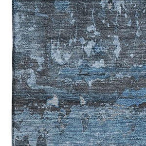HomeRoots 10' Denim Blue and Gray Abstract Washable Area Rug - Durable, UV Protected, Modern Design for Homes 648844