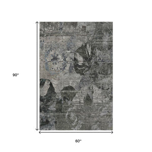 HomeRoots 5' X 8' Abstract Gray & Taupe Washable Area Rug - Kid & Pet-Friendly with UV Protection & Style 648846
