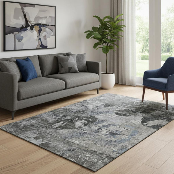 HomeRoots 5' X 8' Abstract Gray & Taupe Washable Area Rug - Kid & Pet-Friendly with UV Protection & Style 648846