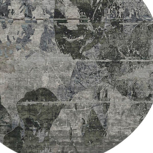 HomeRoots 8' Contemporary Gray and Taupe Abstract Washable Round Rug with UV Protection for Busy Homes 648847