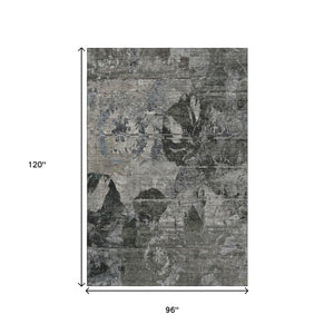 HomeRoots 8' X 10' Gray and Taupe Abstract Washable Area Rug - Durable, UV-Protected, Stylish for Any Space 648848