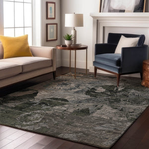 HomeRoots 8' X 10' Gray and Taupe Abstract Washable Area Rug - Durable, UV-Protected, Stylish for Any Space 648848