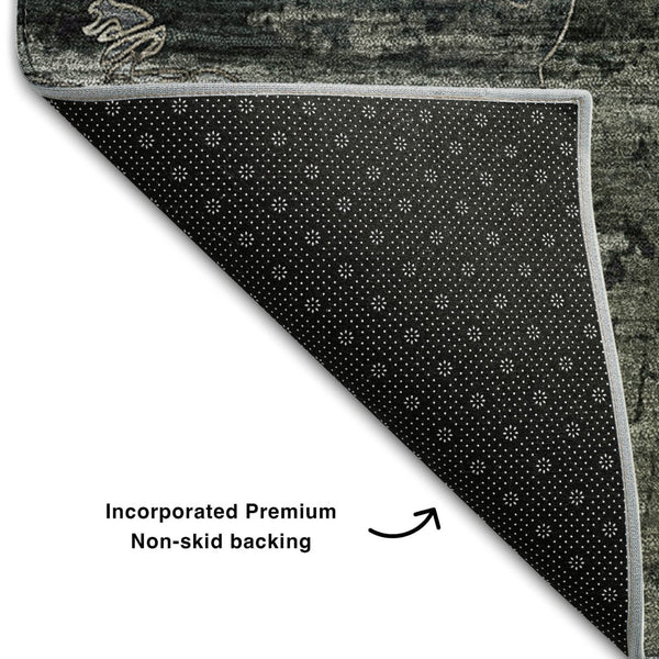 HomeRoots 8' X 10' Gray and Taupe Abstract Washable Area Rug - Durable, UV-Protected, Stylish for Any Space 648848