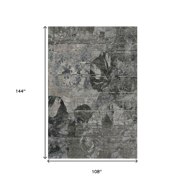 HomeRoots 9' X 12' Gray & Taupe Abstract Washable Area Rug - Durable, Stain-Resistant, UV Protected Style! 648849