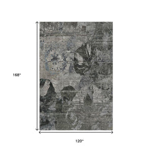 HomeRoots 10' X 14' Gray And Taupe Abstract Washable Area Rug - Modern, Stain-Resistant, UV Protected Design 648850