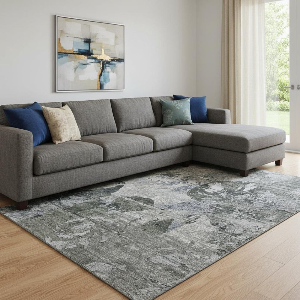 HomeRoots 10' X 14' Gray And Taupe Abstract Washable Area Rug - Modern, Stain-Resistant, UV Protected Design 648850