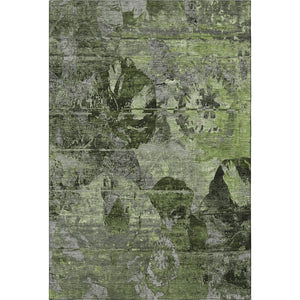 HomeRoots 8' X 10' Modern Green and Gray Abstract Washable Area Rug with UV Protection & Stain Resistance 648854