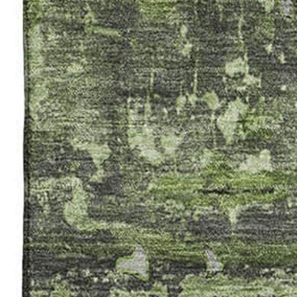 HomeRoots 8' X 10' Modern Green and Gray Abstract Washable Area Rug with UV Protection & Stain Resistance 648854