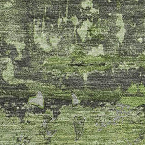 HomeRoots 9' X 12' Green And Gray Abstract Washable Area Rug - Stain & UV Resistant for Busy Households 648855