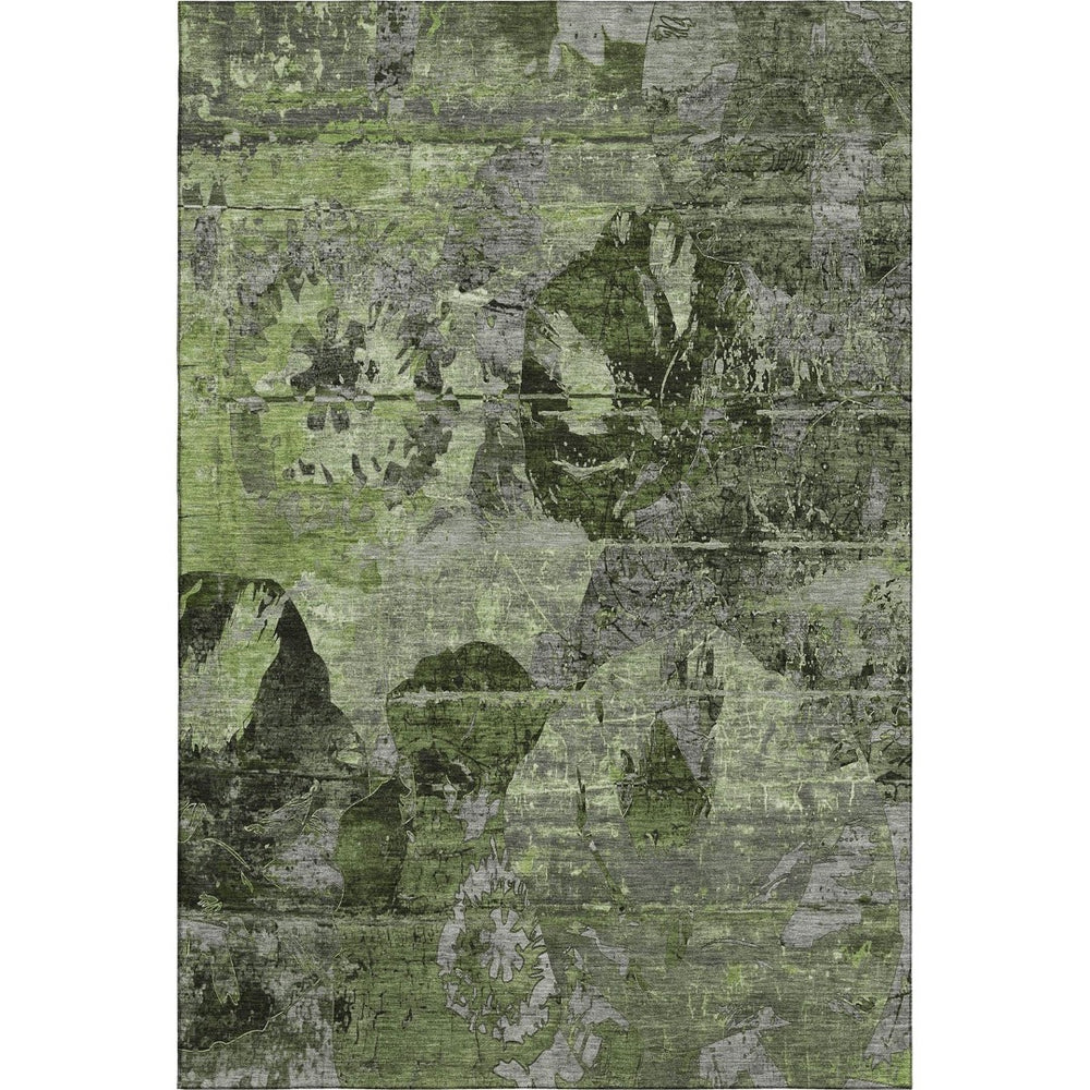 HomeRoots 10' X 14' Green and Gray Abstract Area Rug - Durable, Washable, UV-Protected for Modern Homes 648856