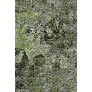 HomeRoots 10' X 14' Green and Gray Abstract Area Rug - Durable, Washable, UV-Protected for Modern Homes 648856