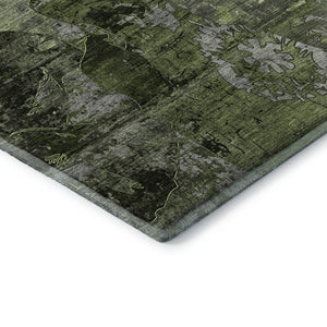 HomeRoots 10' X 14' Green and Gray Abstract Area Rug - Durable, Washable, UV-Protected for Modern Homes 648856