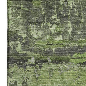HomeRoots 10' X 14' Green and Gray Abstract Area Rug - Durable, Washable, UV-Protected for Modern Homes 648856