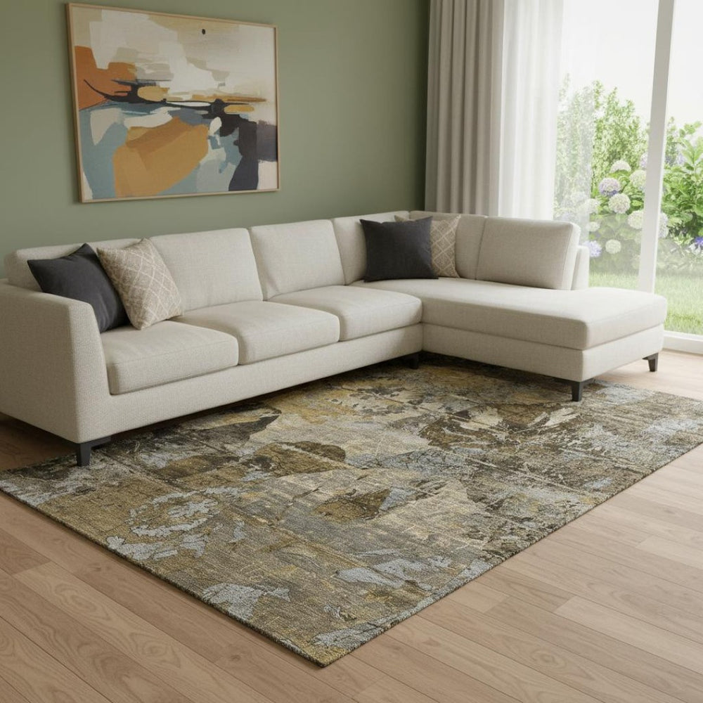 HomeRoots 8' X 10' Stylish Coffee and Gray Abstract Area Rug - Washable, UV-Protected, Perfect for Homes! 648860