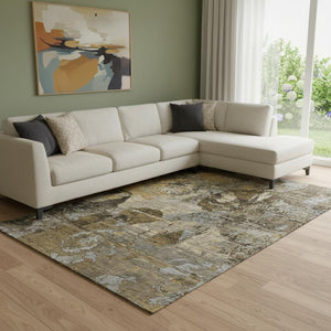 HomeRoots 8' X 10' Stylish Coffee and Gray Abstract Area Rug - Washable, UV-Protected, Perfect for Homes! 648860