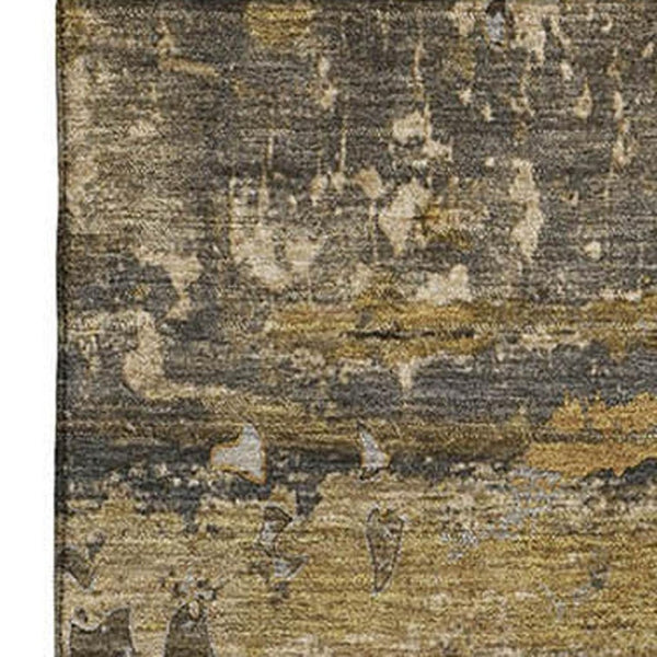 HomeRoots 8' X 10' Stylish Coffee and Gray Abstract Area Rug - Washable, UV-Protected, Perfect for Homes! 648860