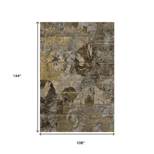HomeRoots 9' X 12' Stylish Coffee & Gray Abstract Washable Area Rug - UV Protected, Stain Resistant Design! 648861