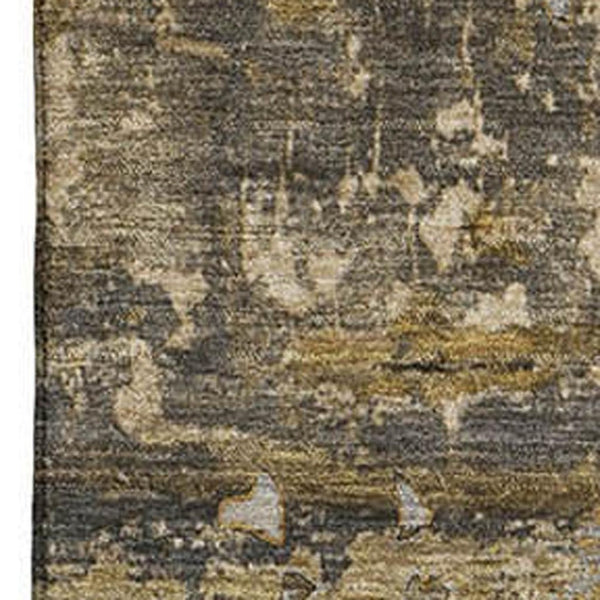 HomeRoots 9' X 12' Stylish Coffee & Gray Abstract Washable Area Rug - UV Protected, Stain Resistant Design! 648861