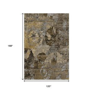 HomeRoots 10' X 14' Stylish Coffee and Gray Abstract Washable Area Rug with UV Protection for Busy Homes 648862