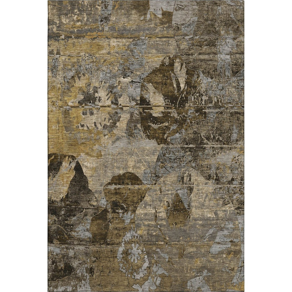 HomeRoots 10' X 14' Stylish Coffee and Gray Abstract Washable Area Rug with UV Protection for Busy Homes 648862