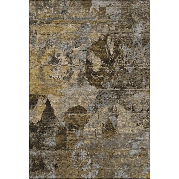 HomeRoots 10' X 14' Stylish Coffee and Gray Abstract Washable Area Rug with UV Protection for Busy Homes 648862