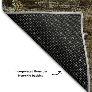 HomeRoots 10' X 14' Stylish Coffee and Gray Abstract Washable Area Rug with UV Protection for Busy Homes 648862