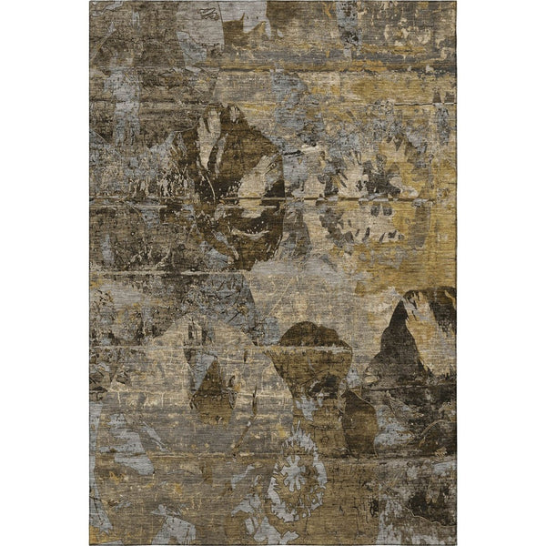 HomeRoots 10' X 14' Stylish Coffee and Gray Abstract Washable Area Rug with UV Protection for Busy Homes 648862