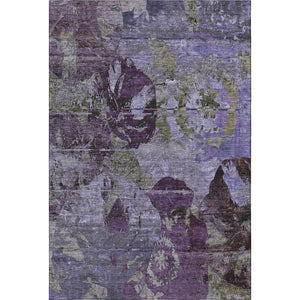 HomeRoots 5' X 8' Eye-Catching Purple and Gray Abstract Rug – Washable, UV-Protected, Durable for High-Traffic Areas 648864