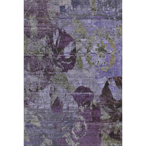 HomeRoots 5' X 8' Eye-Catching Purple and Gray Abstract Rug – Washable, UV-Protected, Durable for High-Traffic Areas 648864