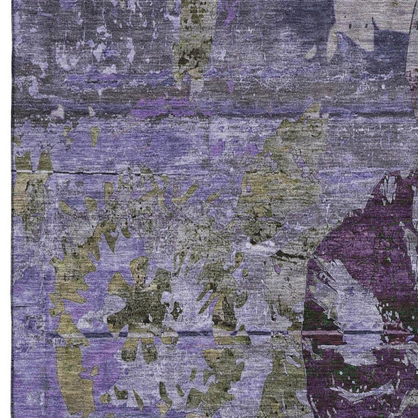 HomeRoots 8' X 10' Stylish Purple and Gray Abstract Area Rug - Washable, UV Protected, Perfect for Busy Homes! 648866