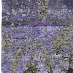 HomeRoots 9' X 12' Washable Purple and Gray Abstract Area Rug with UV Protection for High-Traffic Spaces 648867