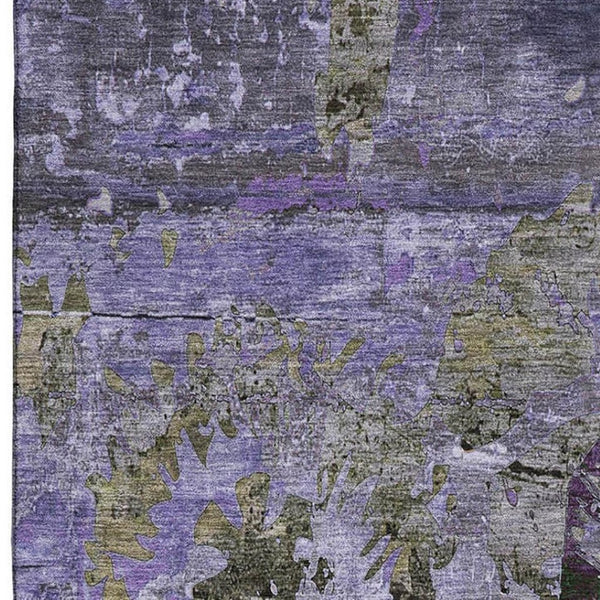 HomeRoots 9' X 12' Washable Purple and Gray Abstract Area Rug with UV Protection for High-Traffic Spaces 648867