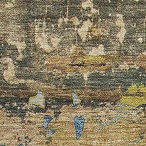 HomeRoots 5' X 8' Washable Abstract Area Rug with UV Protection in Calming Taupe, Green & Blue for Modern Homes 648870