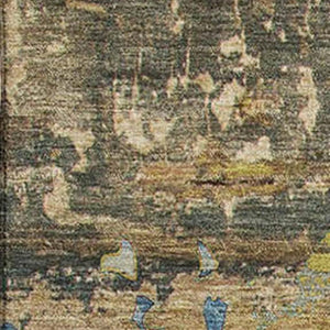 HomeRoots 8' X 10' Abstract Washable Area Rug in Taupe, Green & Blue with UV Protection for High-Traffic Spaces 648872