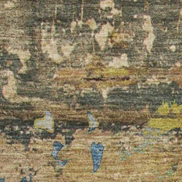 HomeRoots 9' X 12' Taupe Green and Blue Abstract Area Rug - Stain Resistant, UV Protected, Durable for Homes 648873