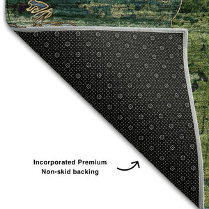 HomeRoots 10' X 14' Washable Abstract Area Rug in Taupe, Green & Blue - UV Protected & Stain Resistant Design 648874