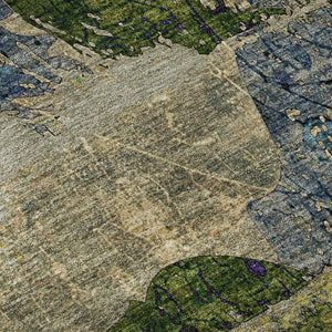 HomeRoots 10' X 14' Washable Abstract Area Rug in Taupe, Green & Blue - UV Protected & Stain Resistant Design 648874