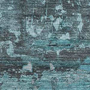 HomeRoots 5' X 8' Teal and Gray Abstract Area Rug – Soft, Stain-Resistant, UV Protected for Modern Homes 648876