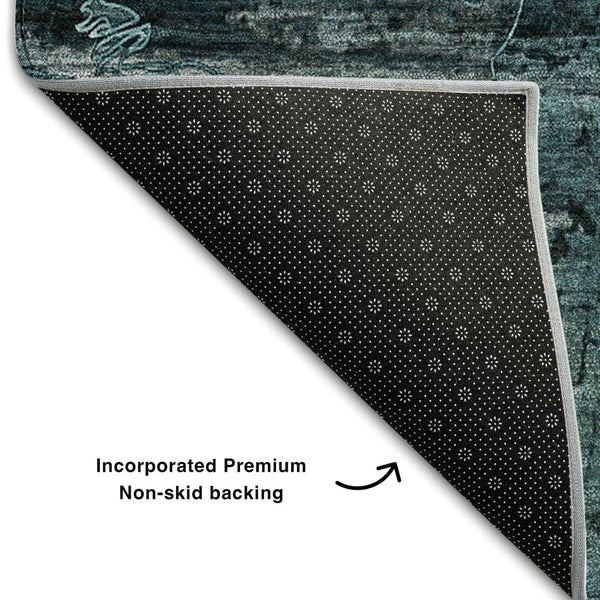 HomeRoots 8' X 10' Teal And Gray Abstract Area Rug - Stylish, Washable, UV-Protected, Perfect for Any Room! 648878