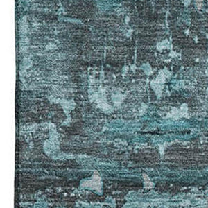 HomeRoots 8' X 10' Teal And Gray Abstract Area Rug - Stylish, Washable, UV-Protected, Perfect for Any Room! 648878