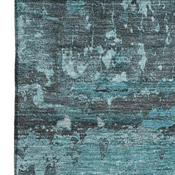 HomeRoots 8' X 10' Teal And Gray Abstract Area Rug - Stylish, Washable, UV-Protected, Perfect for Any Room! 648878
