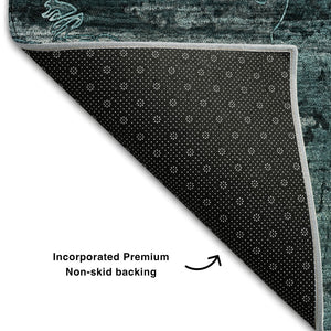 HomeRoots 10' X 14' Teal and Gray Abstract Area Rug - Washable, UV Resistant, Stain-Proof for High-Traffic Spaces 648880
