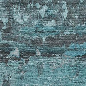 HomeRoots 10' X 14' Teal and Gray Abstract Area Rug - Washable, UV Resistant, Stain-Proof for High-Traffic Spaces 648880