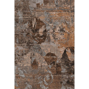 HomeRoots 5' X 8' Stylish Terra Cotta and Gray Abstract Washable Area Rug with UV Protection for Busy Homes 648882